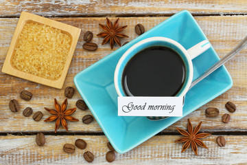 Good morning card with cup of coffee
