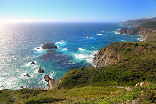 Panoramic view of Pacific coast
