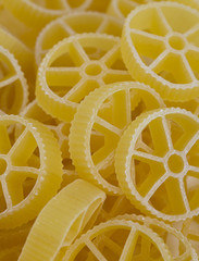 Ruote pasta isolated on white background