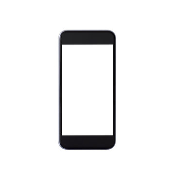 Isolated black phone with white screen