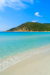 Idyllic paradise Cala Pira beach and azure sea water, Sardinia