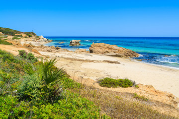 Fototapeta na wymiar Peppino beach and crystal clear turquoise sea, Sardinia island