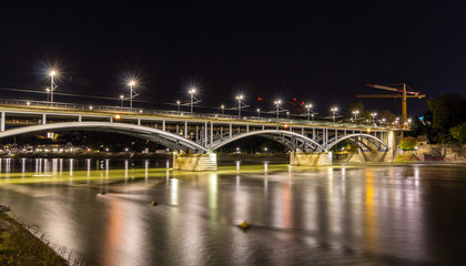 Wettsteinbrucke over the Rhine in Basel by night