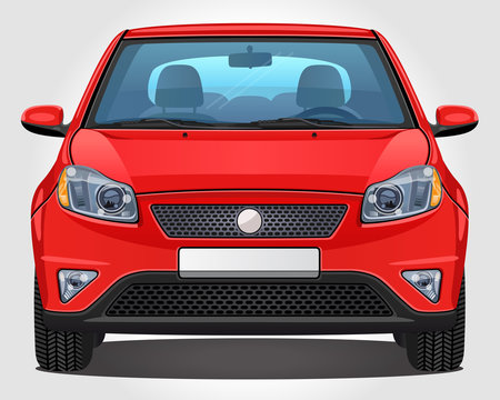 Vector red Car - Front view | visible interior version