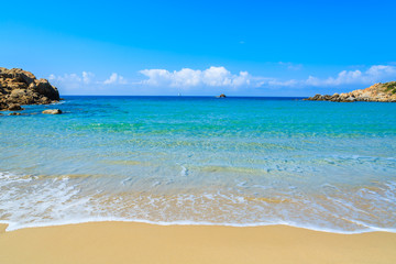 Cala Cipolla beach with turquoise sea water, Sardinia island