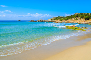Cala Cipolla beach with turquoise sea water, Sardinia island