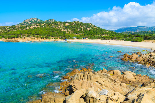 Coast of Sardinia island near Idyllic beach of Cala Cipolla