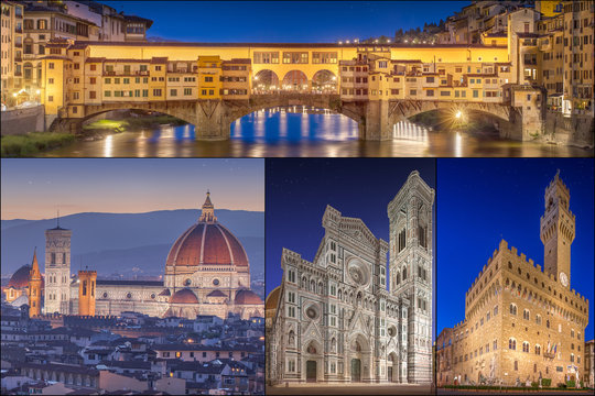 collage with images of Florence, Italy