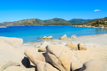 Spiaggia del Riso beach and sea bay, Sardinia island, Italy