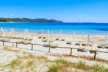 White sand Porto Giunco beach, Sardinia island, Italy