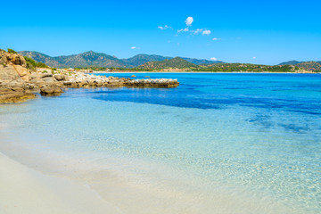 Fototapeta premium Turquoise sea water on Villasimius beach, Sardinia island, Italy