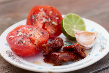 Vegatables prepared for grilling