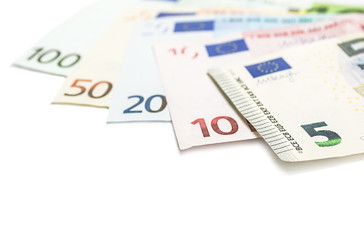 Set of euro banknotes.