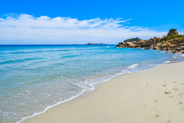 Turquoise sea water on Villasimius beach, Sardinia island