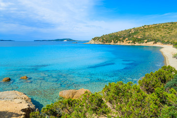 Fototapeta na wymiar View of Punta Molentis beach with turquoise sea, Sardinia island