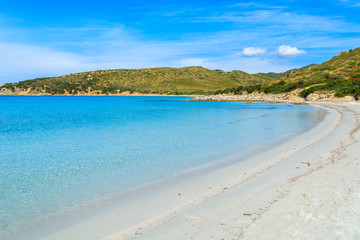 Idyllic paradise beach of Punta Molentis bay, Sardinia island