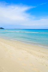Fototapeta na wymiar Turquoise sea and sand, Villasimius beach, Sardinia island
