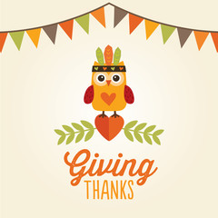 happy thanksgiving card owl cute costume giving thanks - 73241478