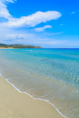 Beautiful Villasimius beach and azure sea water, Sardinia island