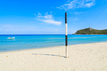 Beautiful Villasimius beach and azure sea water, Sardinia island