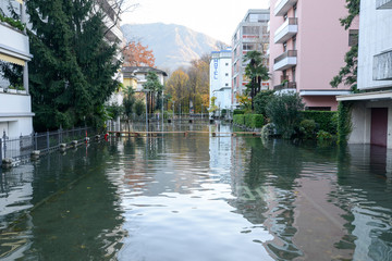 Inundation of lake Maggiore at Locarno