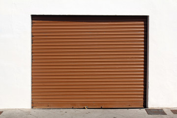 brown metal garage door