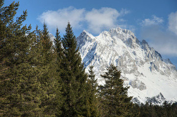 Obraz premium Alpine winter scene - sunny winter day in the mountains