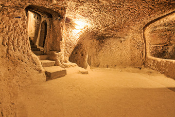 Naklejka premium Derinkuyu cave city in Cappadocia Turkey