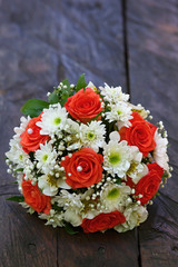 A beautiful bridal bouquet at a wedding party