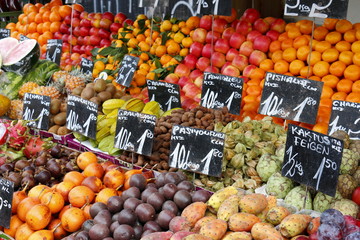 Waren am Obst und Gemüse Markt