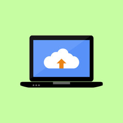 Flat style laptop with cloud uploading