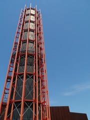 Fototapeta na wymiar A red tower in Melbourne in Australia