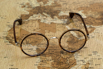Glasses on a map of a world - Africa