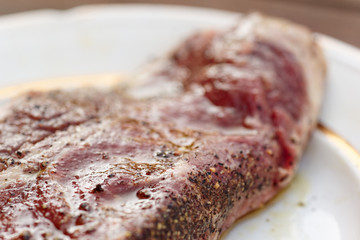 Striploin steak, shallow depth of field