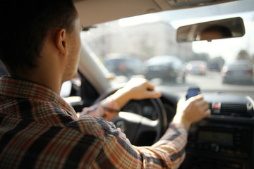 inside the car driver driving on the road