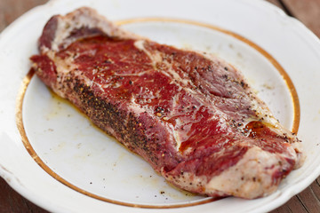 Striploin steak, shallow depth of field