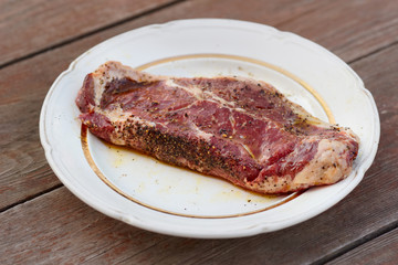 Striploin steak, shallow depth of field