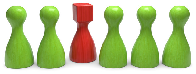 3d spielfigur grün rot