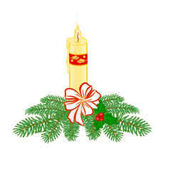Christmas  decoration candle with holly vector