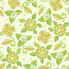 Fototapeta na wymiar Seamless vector background with floral pattern.