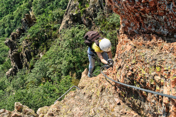 Climber on Via Ferrata