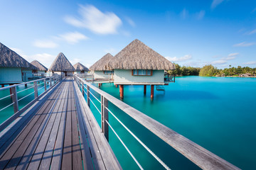 Overwater bungalows in french polynesia. Bora Bora