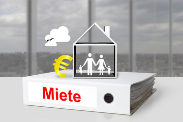 Weißer Aktenodner Miete Familie Haus Euro Symbol