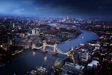Türaufkleber London-Luftbild mit Tower Bridge, UK © Iakov Kalinin