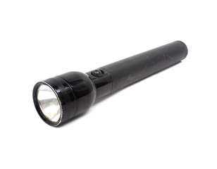 flashlight switched on, isolated on white