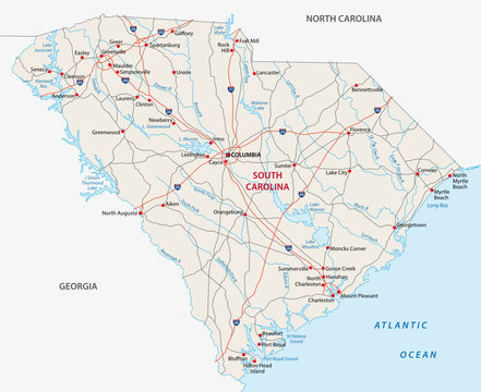 south carolina road map