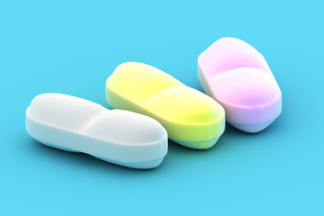 A Group of Medical Pills on a blue background