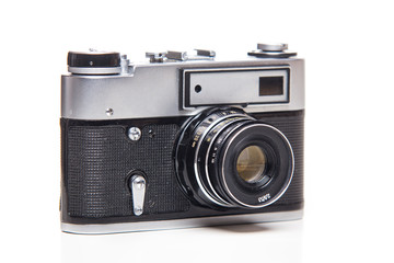 Fototapeta premium Classic 35mm old analog camera on white