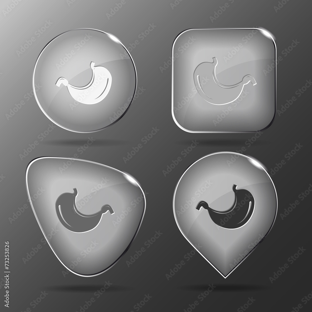 Sticker Stomach. Glass buttons. Vector illustration.