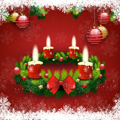 Adventskranz vier Kerzen leuchten
